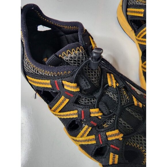 Merrell Boys Hiking Walking Sandal SZ 2M Yellow Black Leather M-Hydro Chp Shan - Picture 3 of 8